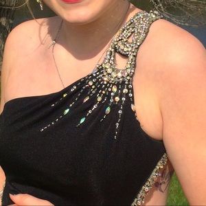 Clarisse Sz 4 Black Open Back/Aurora borealis Gown